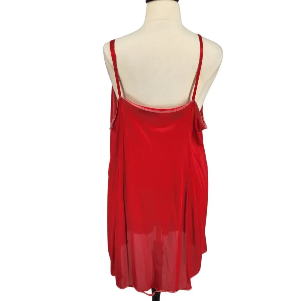 Vintage Figurfit Nylon Slip Dress - Red Size 50 - Picture 5 of 8
